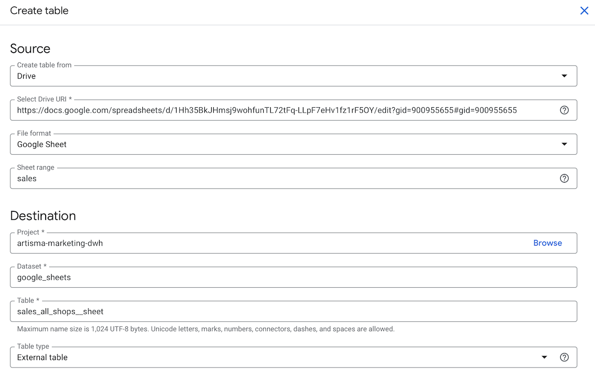 Create external table in BigQuery – part 1