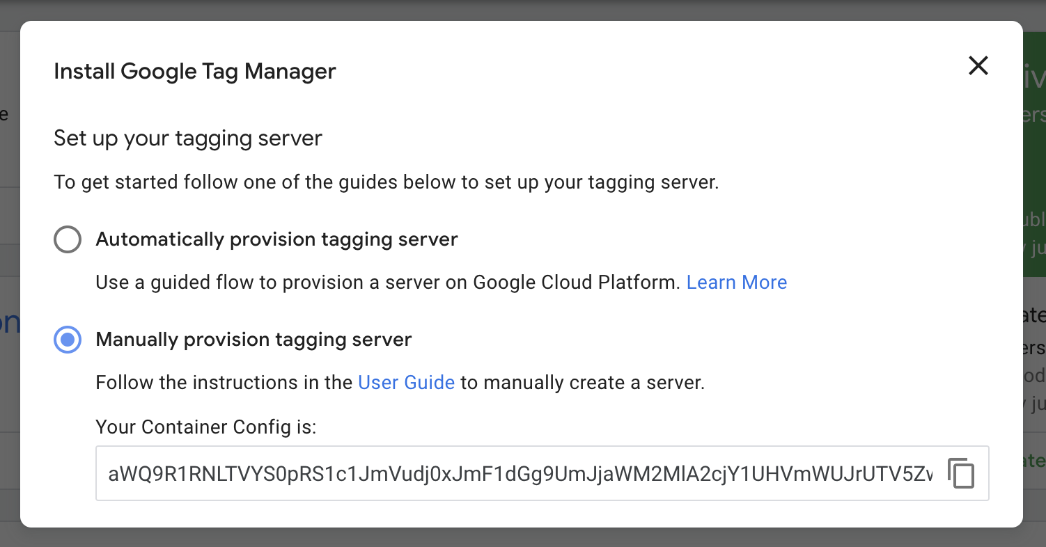 Manually provision tagging server in GTM