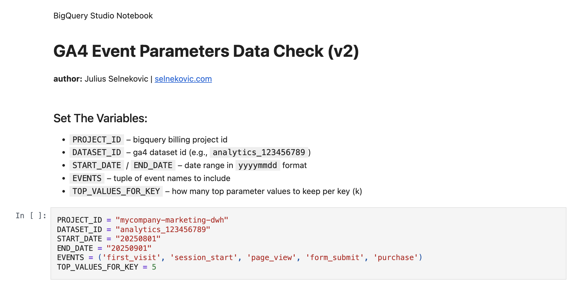 GA4 Event Parameters Data Check Notebook